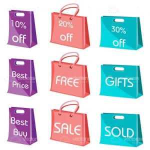 Set of shopping bags with tags